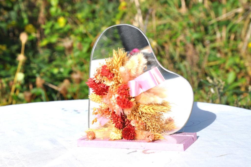 miroir decoratif coeur fleurs sechées, Enlèvement ou Envoi, Comme neuf