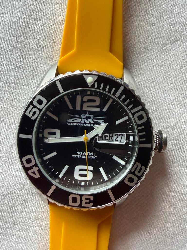 Montre GMT Chronographs, Handtassen en Accessoires, Horloges | Heren, Gebruikt, Staal, Polshorloge, Kunststof