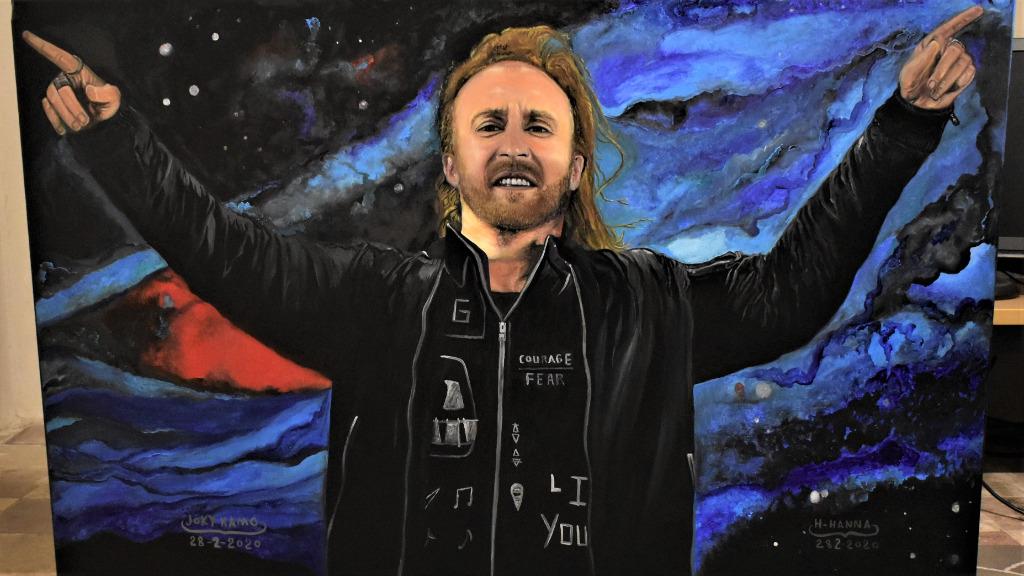 David Guetta, portrait painting signed by Joky kamo, Enlèvement