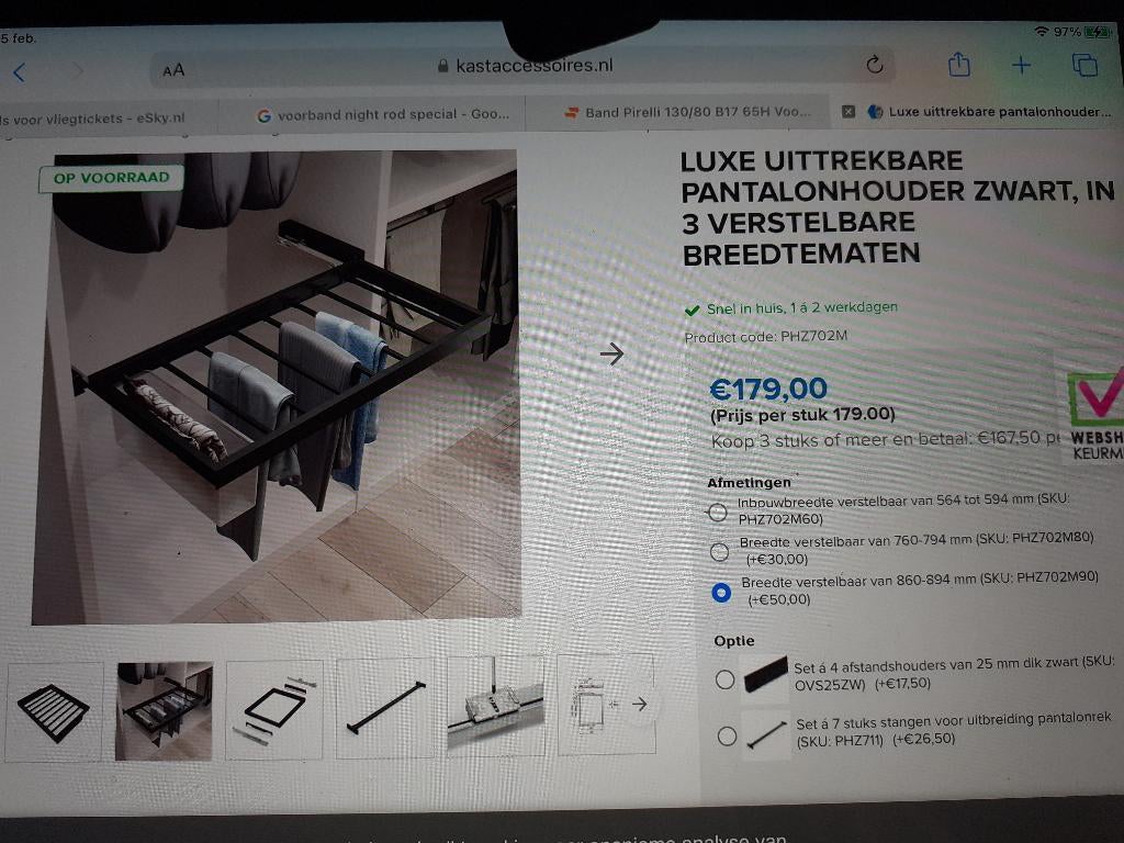uittrekbare pantalonhouder, Ophalen of Verzenden, Zo goed als nieuw, IJzer, Schuif of Grendel