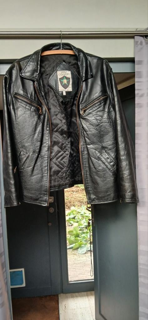 Veste en cuir vintage, Noir
