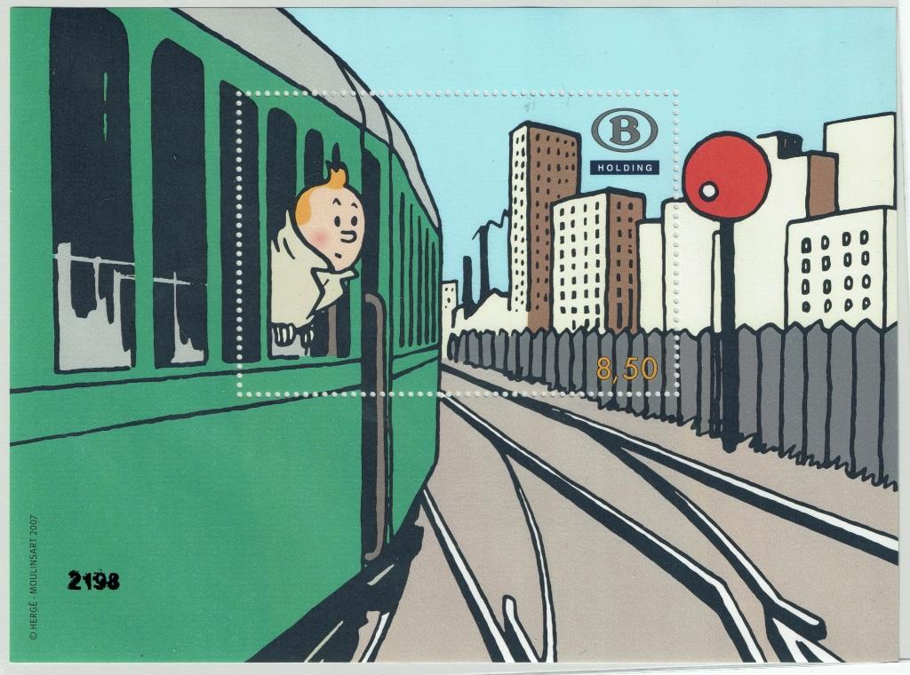 Vignette chemin de fer Tintin Hergé bloc & enveloppe avec n, Non oblitéré, Trains, Autre, Avec enveloppe