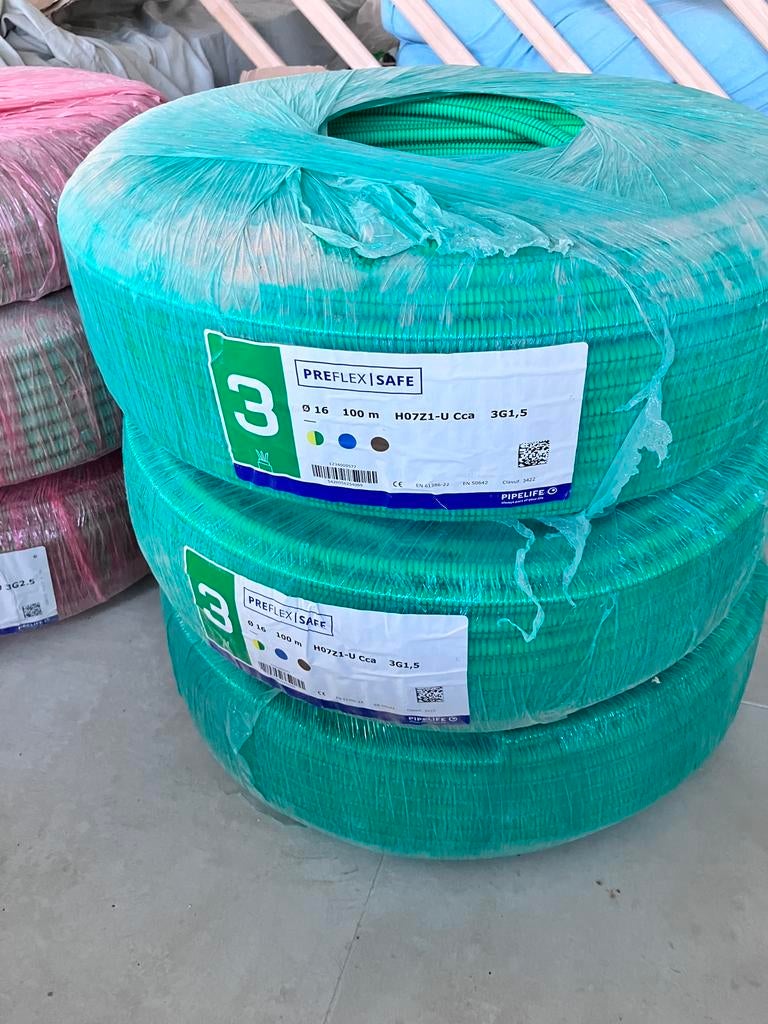NEUF Preflex safe 3G 1,5 mm2 H07Z1-U Cca 3x100m, Bricolage & Construction, Enlèvement ou Envoi, Comme neuf