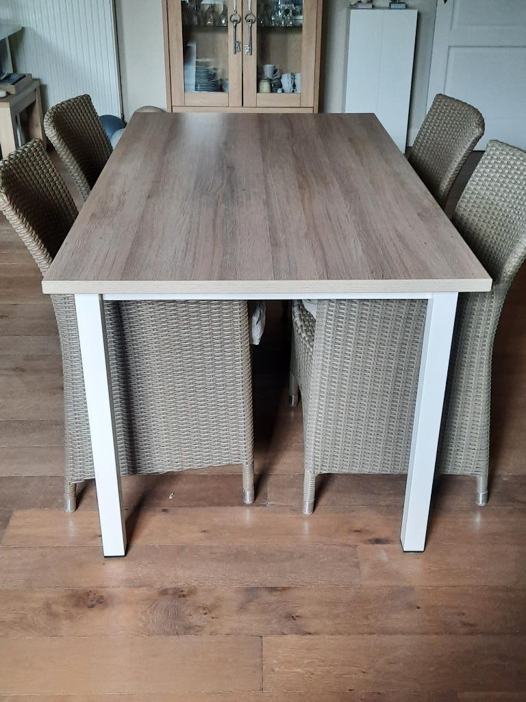 eettafel / keukentafel / beuk-fineer, Huis en Inrichting, Ophalen, Gebruikt, 50 tot 100 cm, Vijf personen of meer