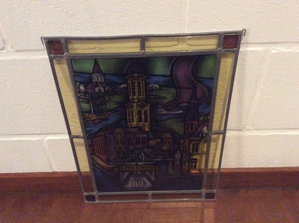 Glas in lood - decoratie - Stad Lokeren, Ophalen, Minder dan 80 cm, Zo goed als nieuw, Glasplaat