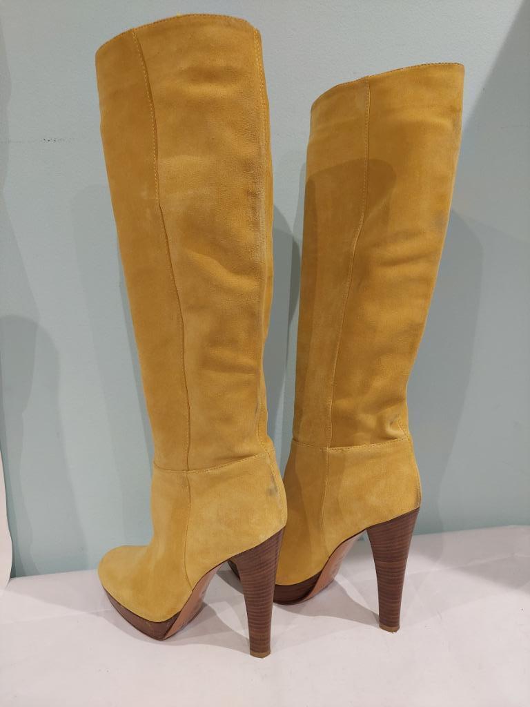 515C* CASADEI sexy bottes moutarde full cuir (37,5), Jaune, Comme neuf, Bottes hautes, Casadei