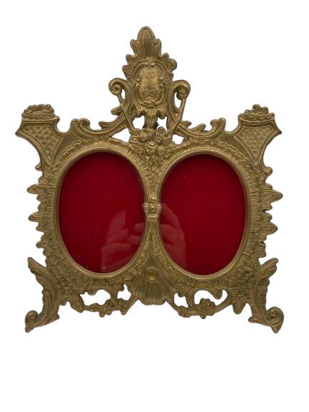 Cadre photo double ancien en laiton — Anno 1906, Enlèvement ou Envoi