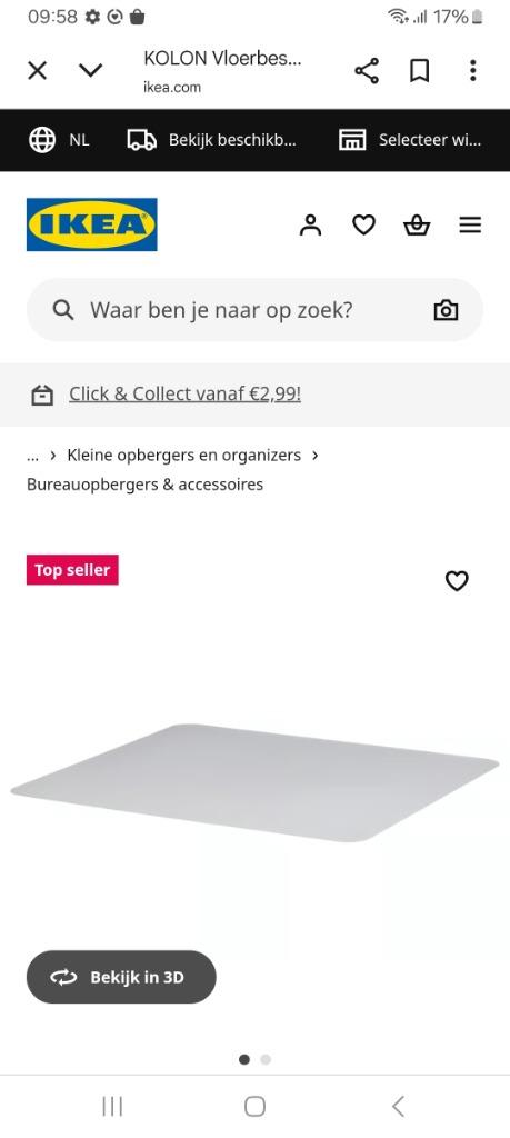 Bureaustoelmat ikea, Ophalen, Zo goed als nieuw