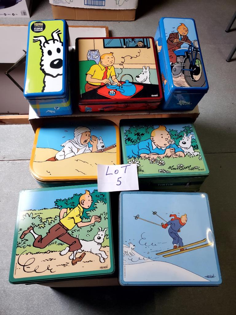 Tintin, Hergé, boîtes en fer. Kuifje, Tim und Strppi.Lot 5, Enlèvement ou Envoi, Utilisé, Biscuits