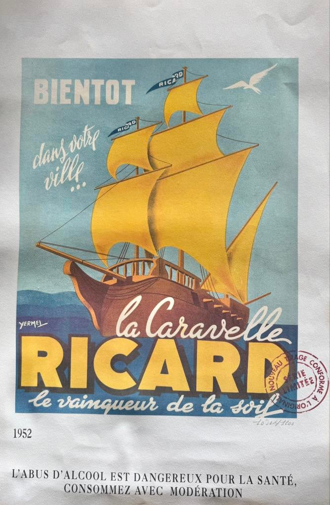 AFFICHE RICART 1952 titage limite 1030/1200, Antiquités & Art, Enlèvement ou Envoi