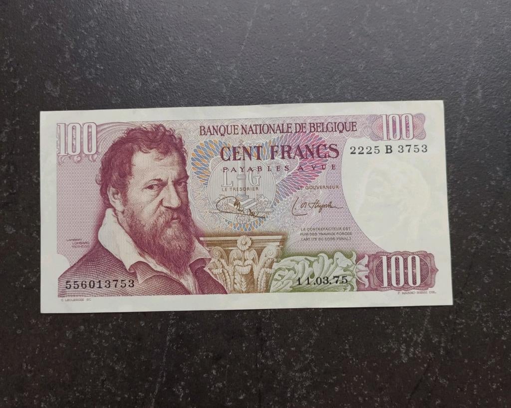 Zo goed als nieuwe 100 francs Lombard 1975!!, Ophalen of Verzenden, Los biljet