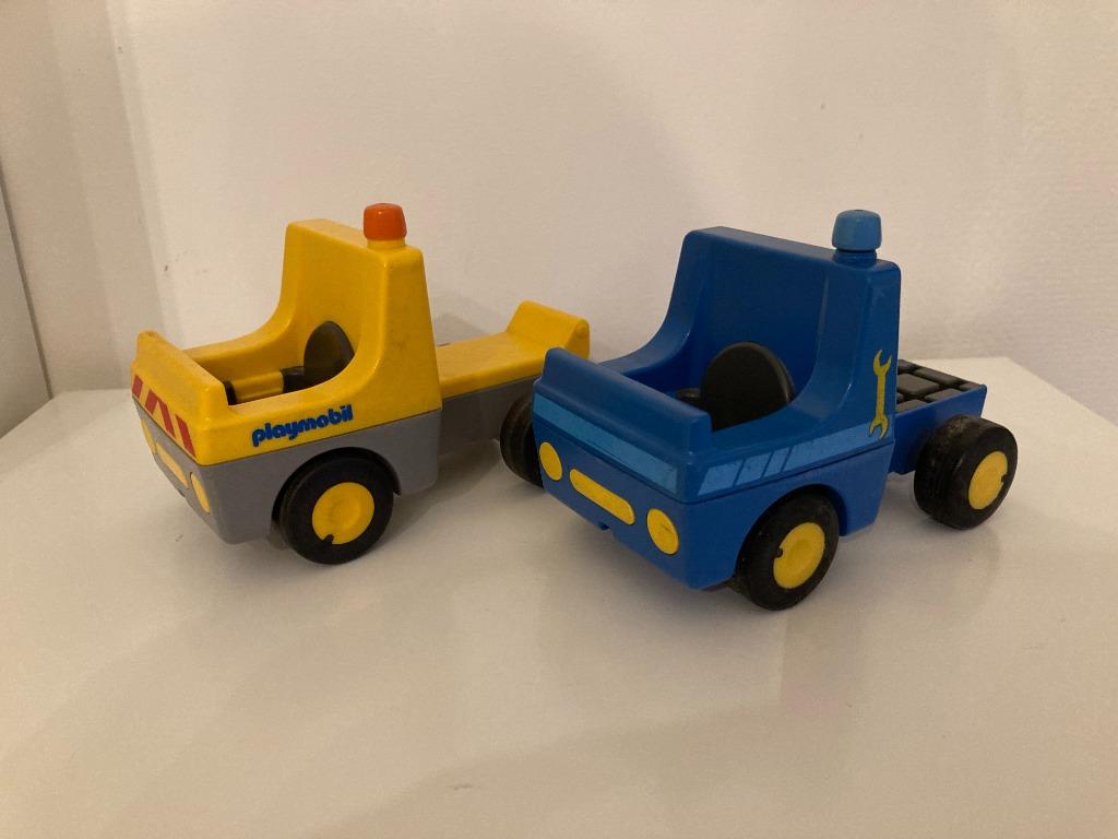 Playmobil 1.2.3 - vintage set van 2 vrachtwagens (1990), Enlèvement ou Envoi, Utilisé, Playmobil en vrac