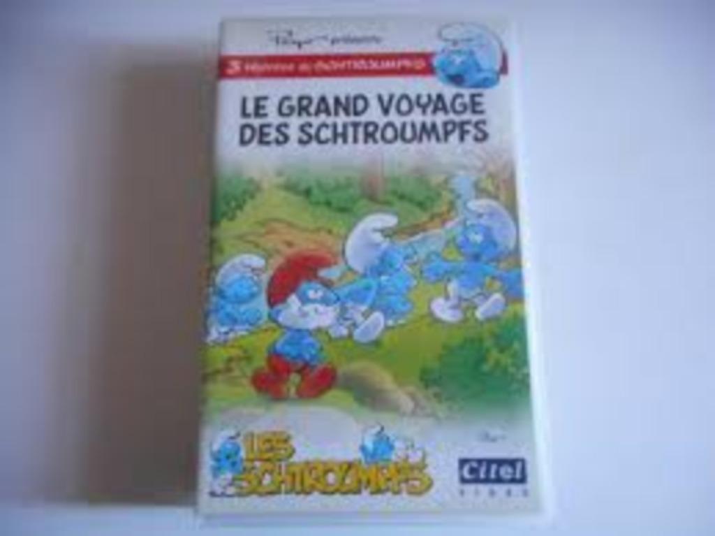 Vidéo-cassette Le grand voyage des Schtroumpfs Pal RTBF, Ophalen of Verzenden, Zo goed als nieuw, Overige typen