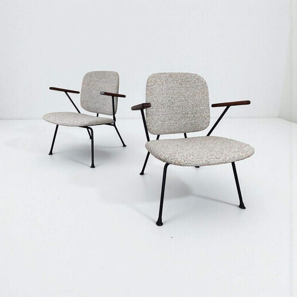 Paire de fauteuils Gijs van der Sluis retapissés, Maison & Meubles, Chaises, Comme neuf, Bois, Noir, Enlèvement