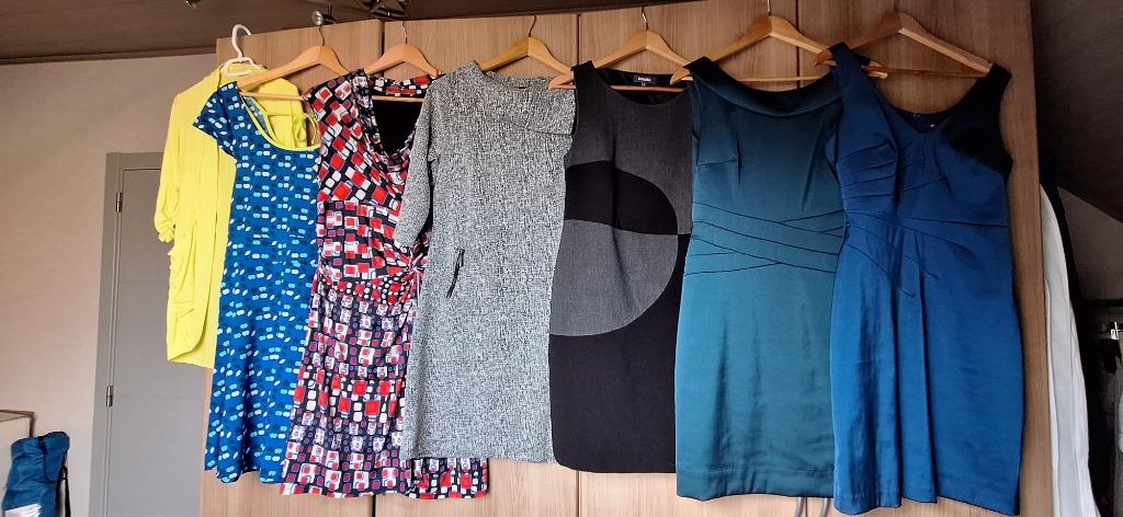 9 Dames kleedjes + 1 golf - Maat 38, Kleding | Dames, Ophalen, Zo goed als nieuw, Maat 38/40 (M), Knielengte