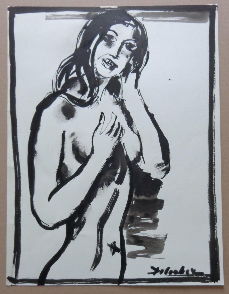 PAUL DE COCKER / NAAKTE VROUW / ORIGINEEL WERK / 40x30cm SIG, Ophalen of Verzenden