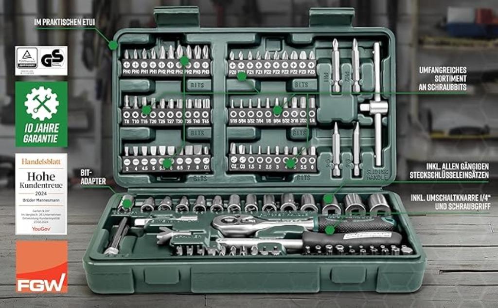Kit de 130 douilles et embouts Mannesmann FAST FREE LEV, Envoi, Neuf