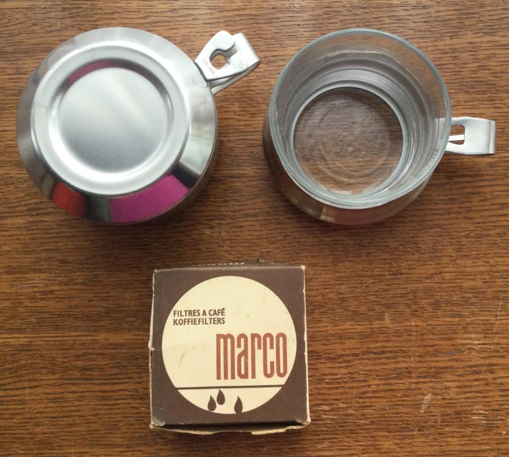4 Koffiefiltertassen met deksel, filter, koffiepers …, Ophalen of Verzenden