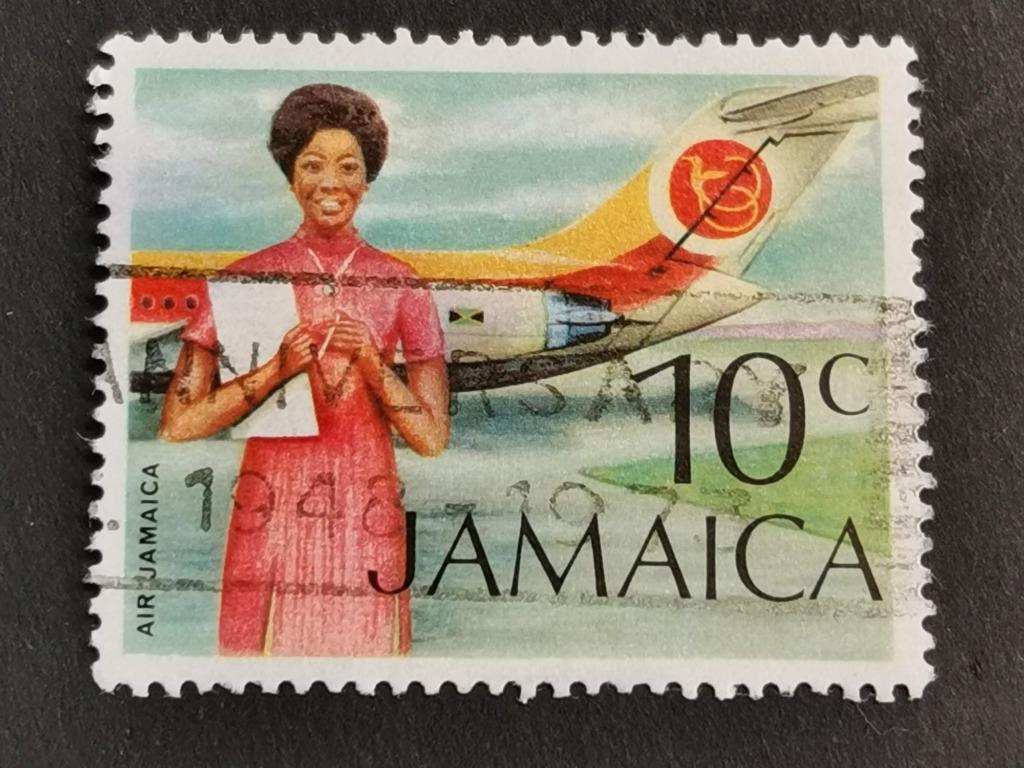 Jamaïque 1972 - aéroport et hôtesse de l'air - avion, Enlèvement ou Envoi, Affranchi, Amérique centrale