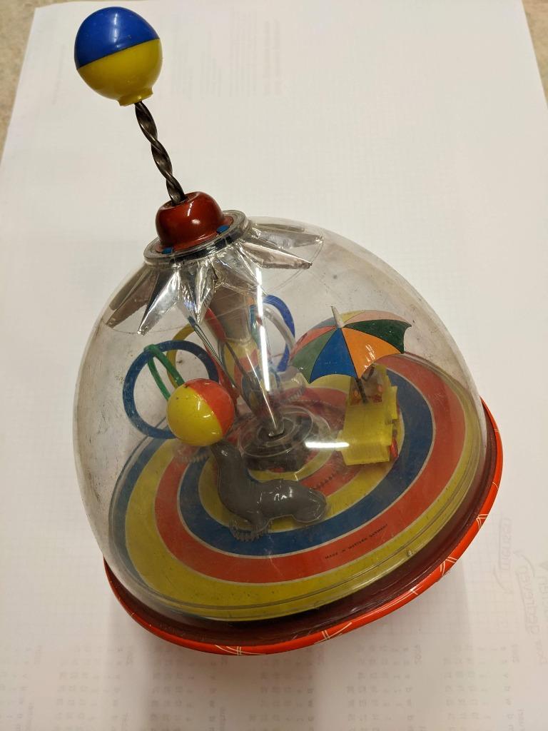 Vintage LBZ Musical Circus Spinning tol zonder doos, Ophalen of Verzenden