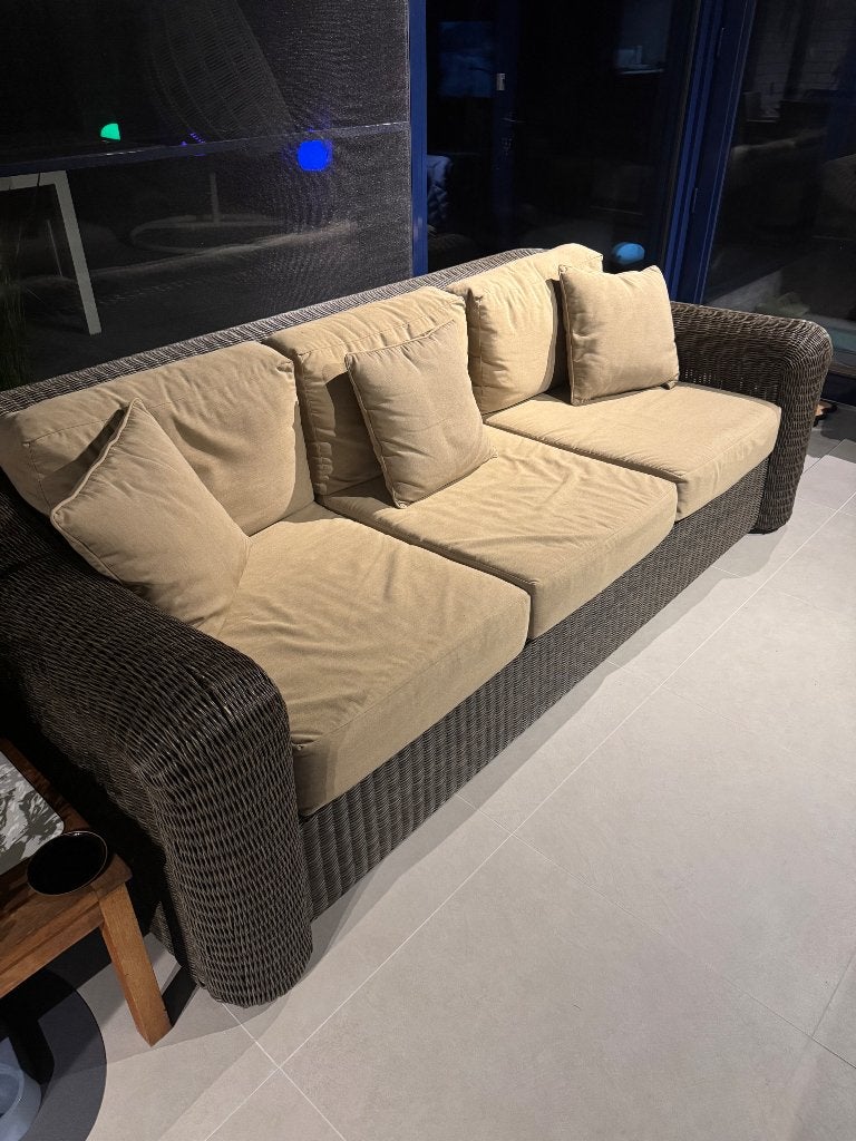 Lounge grijs met beige kussens en kleine kussentjes, Huis en Inrichting, Woonaccessoires | Kussens, Ophalen, Gebruikt, Beige, Loungekussen