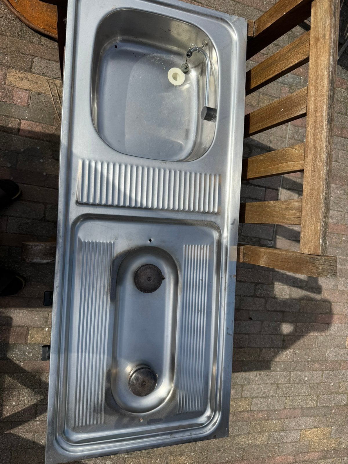 Camper gasvuur en spoelbak twee pits inbouw, Enlèvement, Utilisé