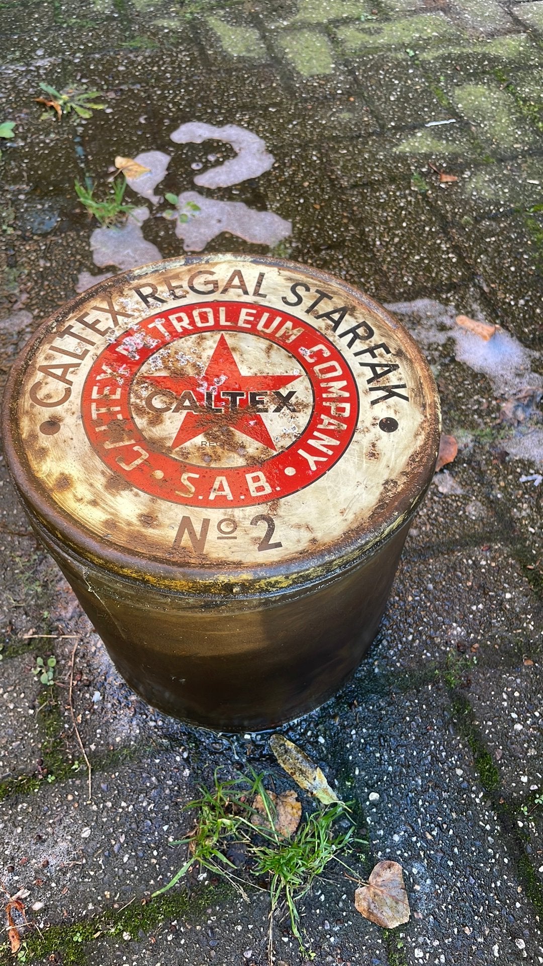 Vintage Caltex Regal Starfak Nº 2 Vetblik Olieblik Jaren 50, Enlèvement, Comme neuf