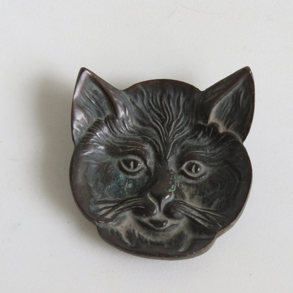 Chat de poche vide vintage en bronze laiton, Antiquités & Art, Enlèvement ou Envoi