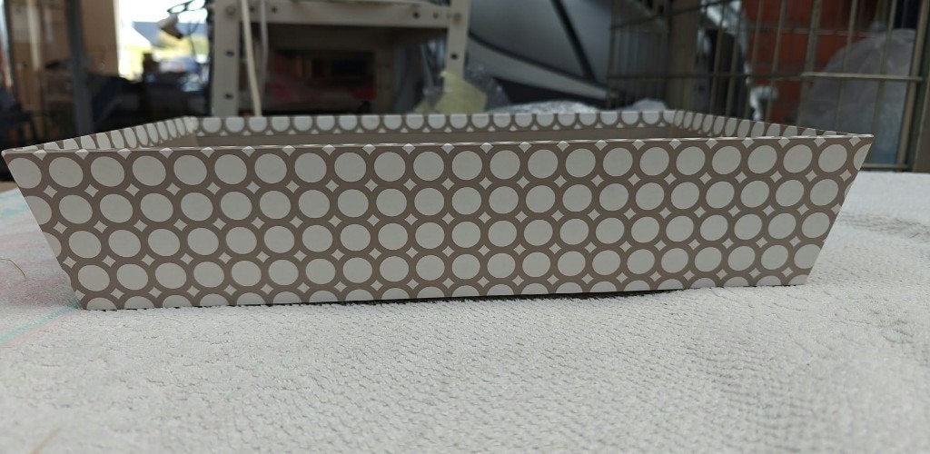 houten kistje bekleed met karton nieuw grijsbruin, Synthétique, Enlèvement ou Envoi, Comme neuf, Moins de 50 cm