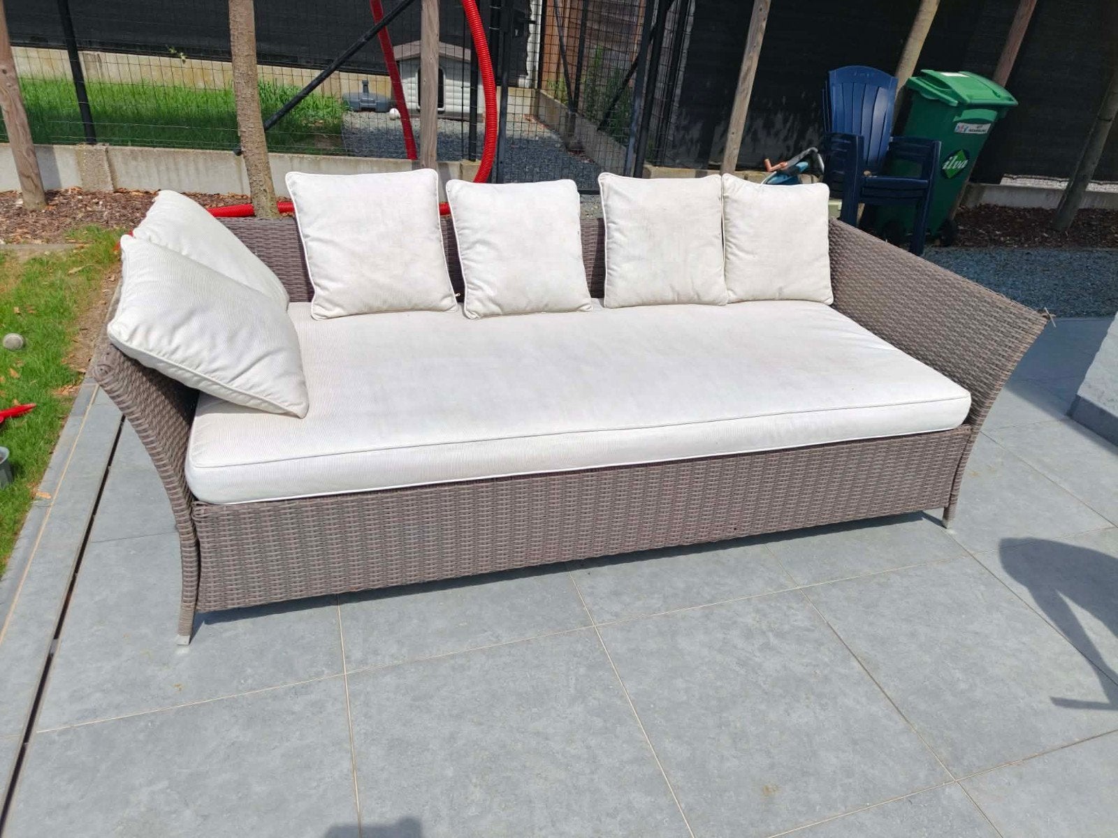 Loungebank in wicker, Ophalen, Gebruikt, Loungeset, Wicker
