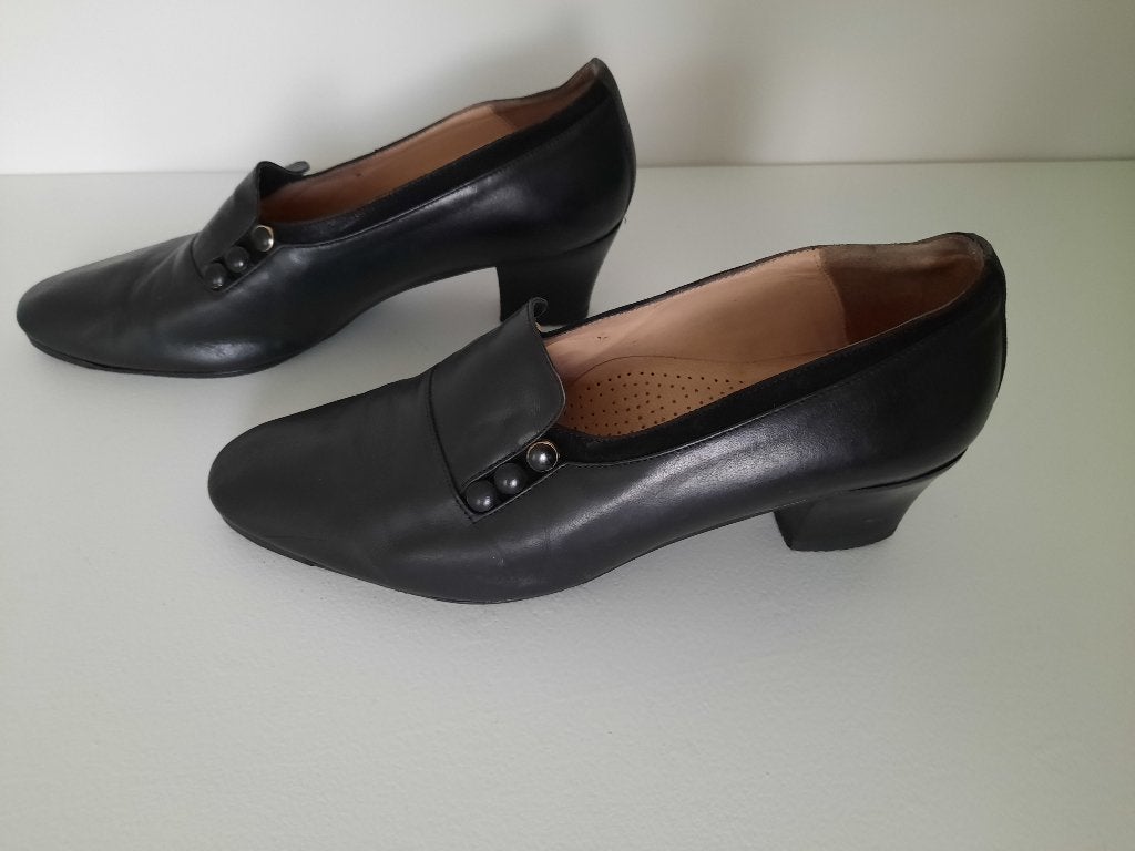 zwart lederen schoenen / 38, Schoenen met lage hakken, Zwart, Ophalen of Verzenden, Gedragen