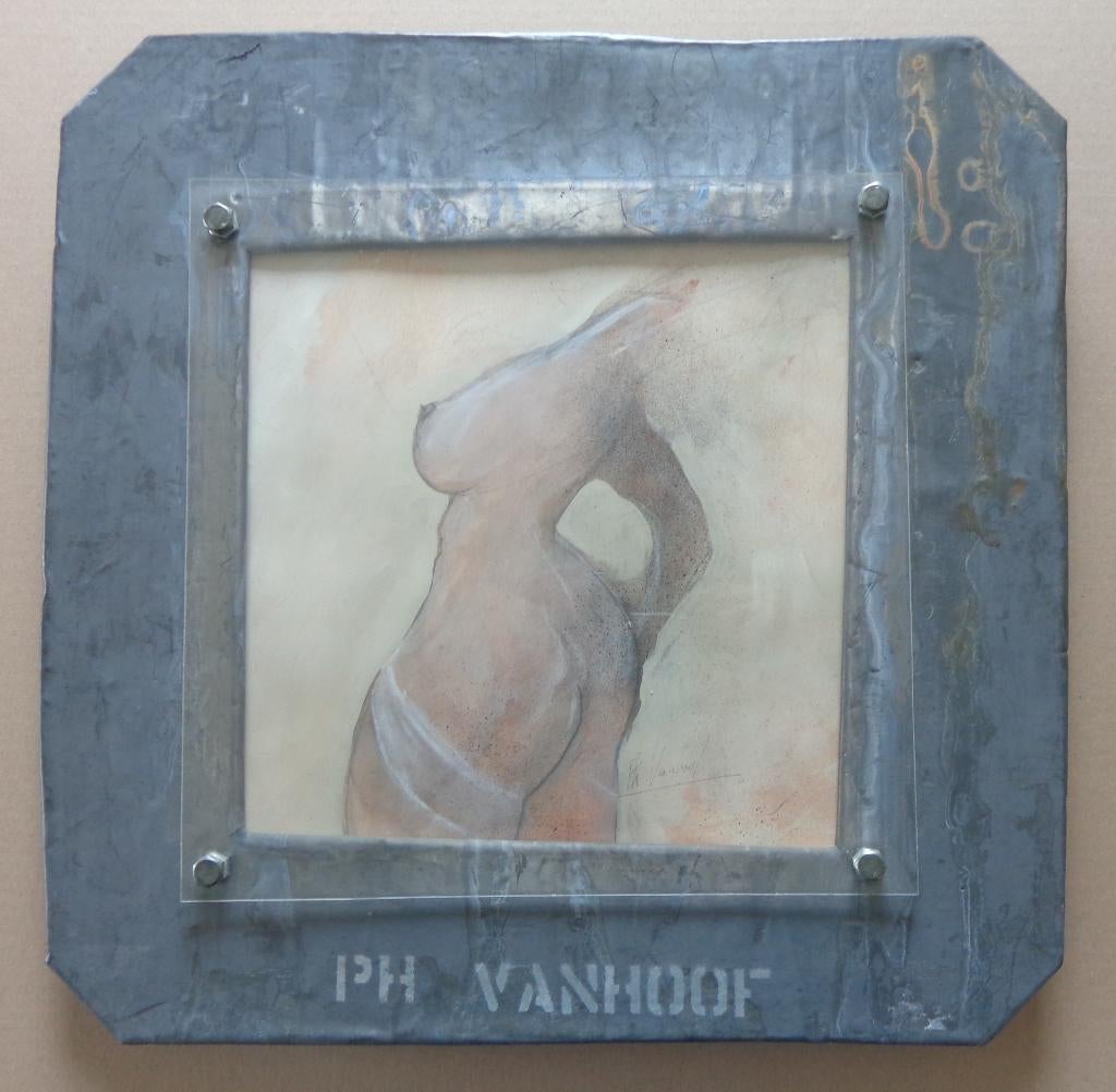 PHILIPPE VANHOOF / VROUWENTORSO / ORIGINEEL / 47x46cm KADER, Enlèvement ou Envoi