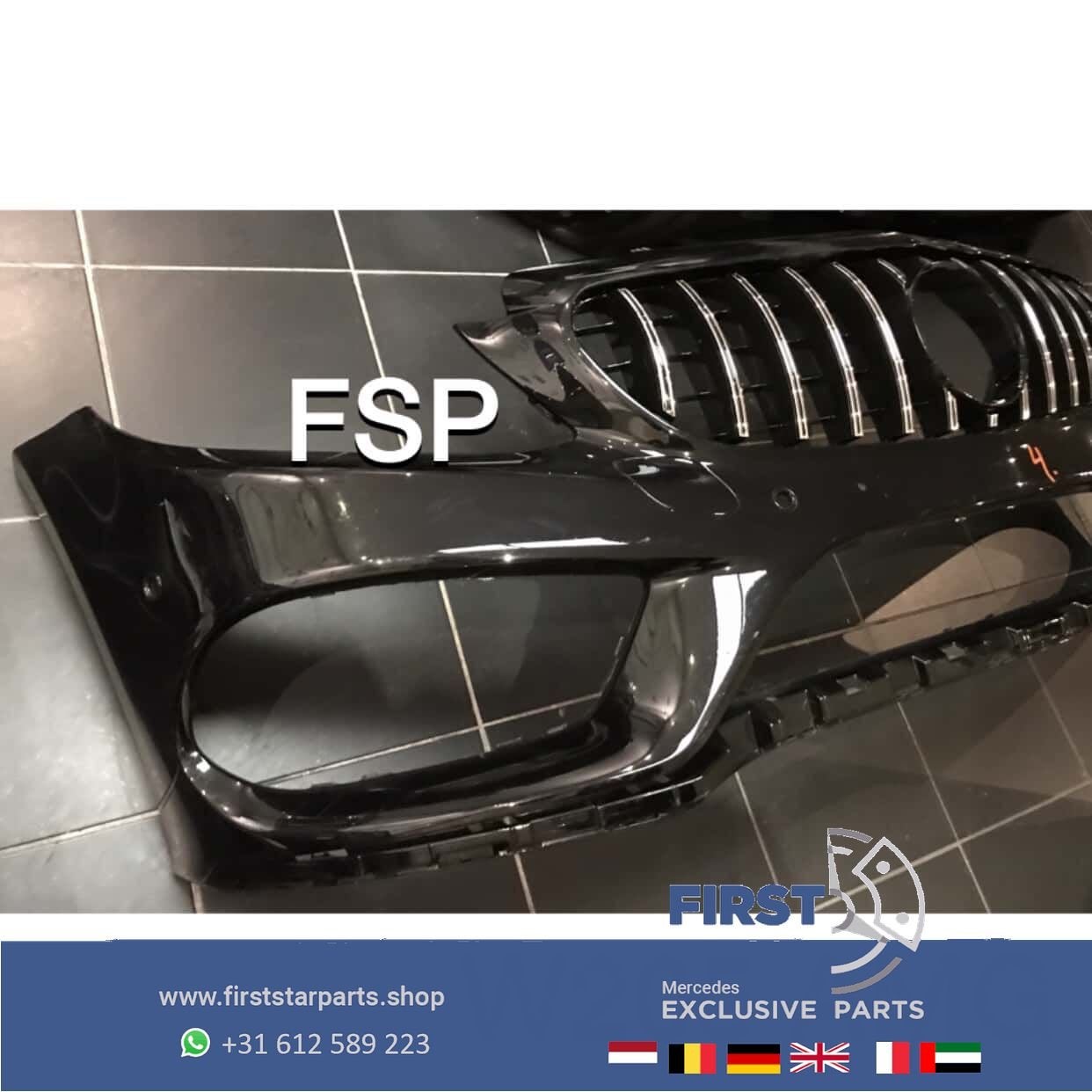 W205 C43 AMG Voorbumper + GT style Gril Mercedes C Klasse 20, Gebruikt, -, Voor, Ophalen of Verzenden