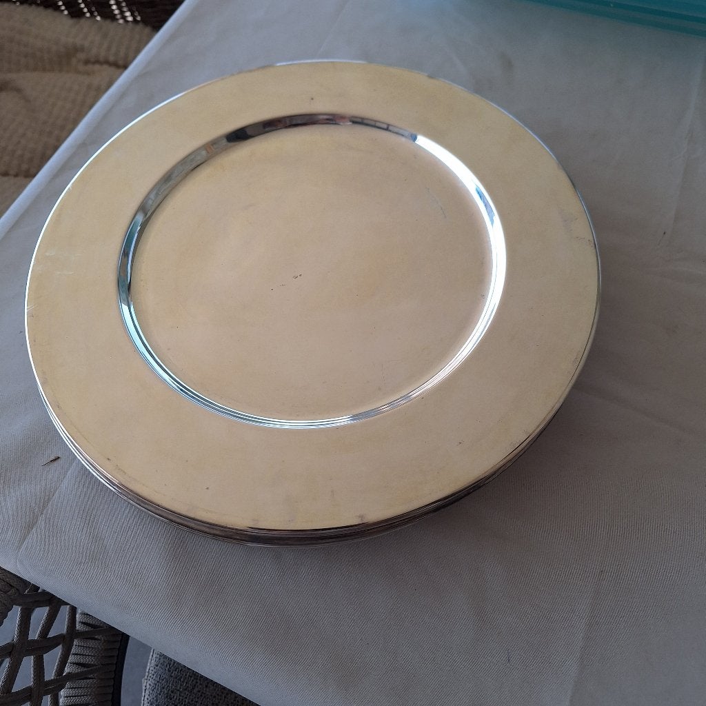grote verzilverde borden, Maison & Meubles, Cuisine | Vaisselle, Utilisé, Assiettes(s), Autres styles, Métal, Autres marques, Enlèvement