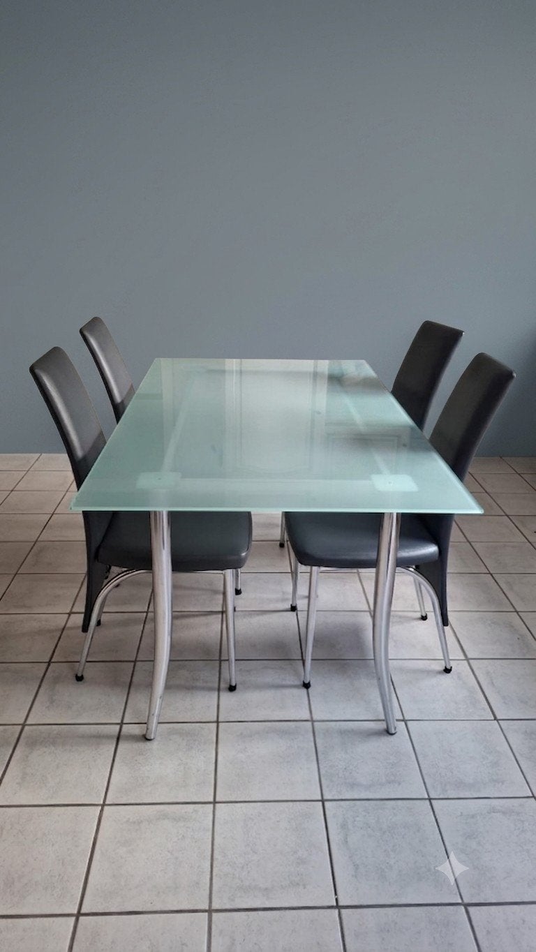 Glazen tafel, Strak, Cinq personnes ou plus, Comme neuf, Verre