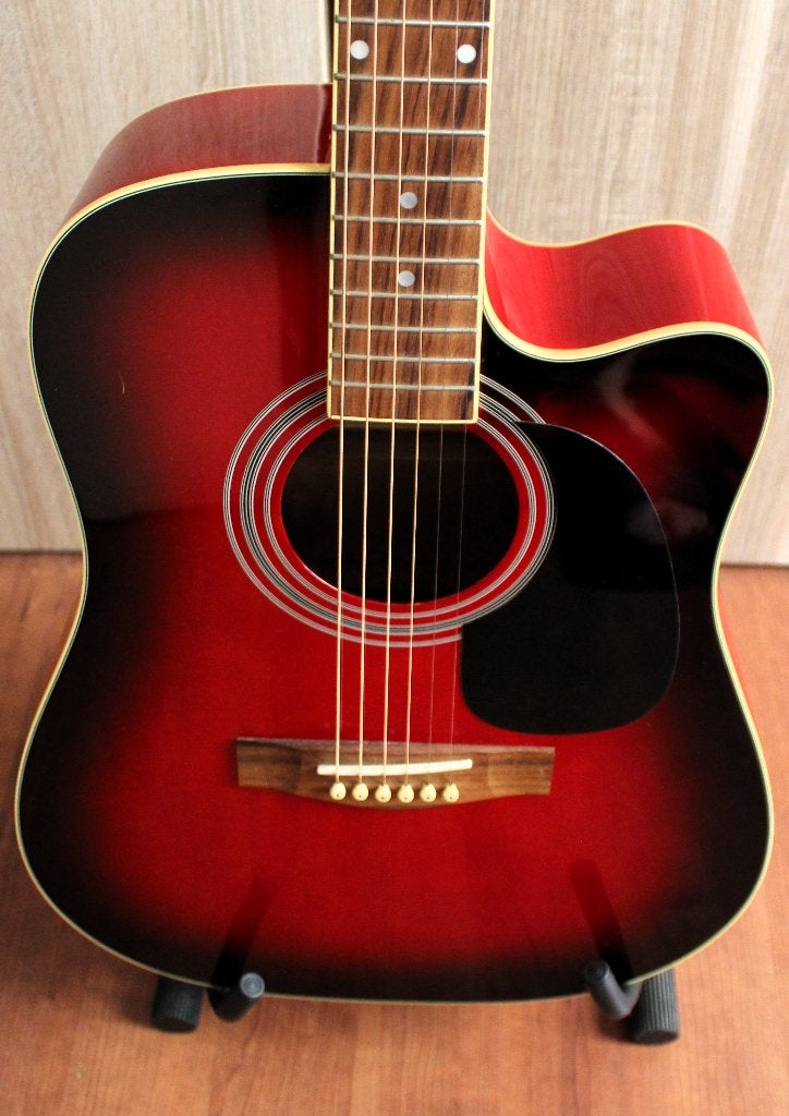 semi akoestische GITAAR RD12CES RICHWOOD + GIGBAG +STAND, Ophalen, Zo goed als nieuw, Western- of Steelstringgitaar, Met (piezo-)element
