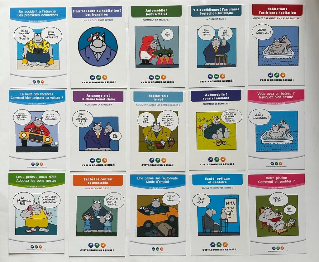 Philippe Geluck : cartes postales Le Chat pour MMA, Collections, Envoi, Autres personnages, Neuf, Image, Affiche ou Autocollant