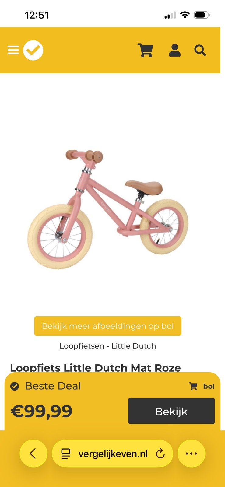 Loopfiets Little dutch ROOS - nieuw in de doos!!, Ophalen, Nieuw