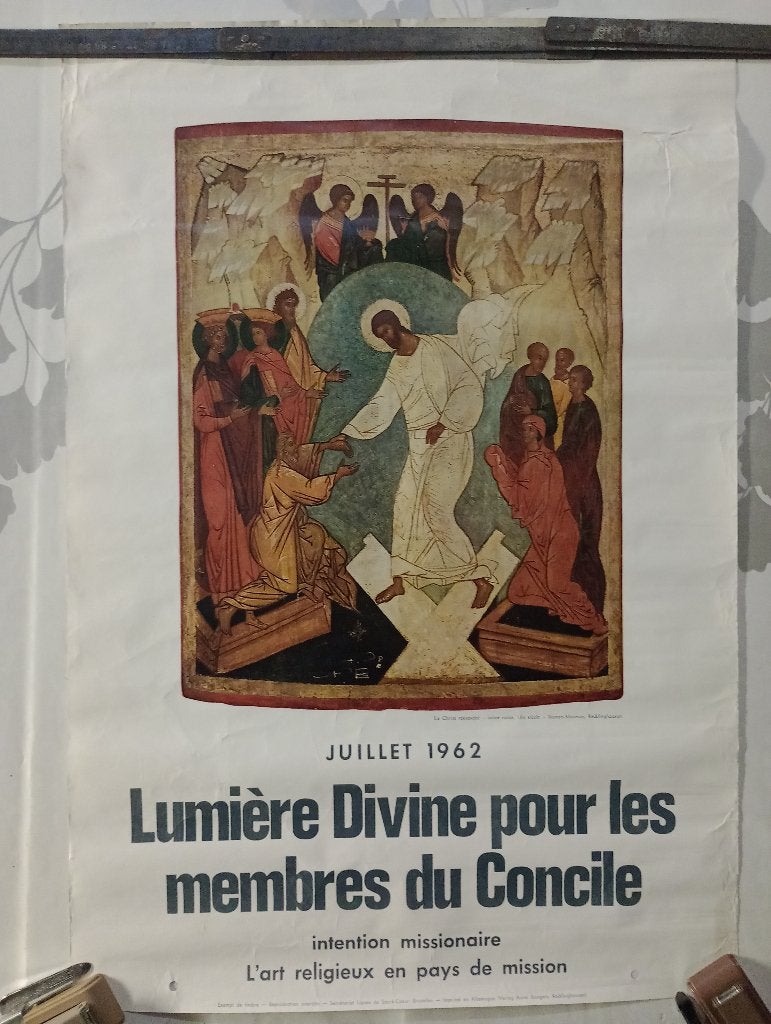 Vintage poster 1962-Religieuze kunst Vaticaans Concilie II, Ophalen of Verzenden