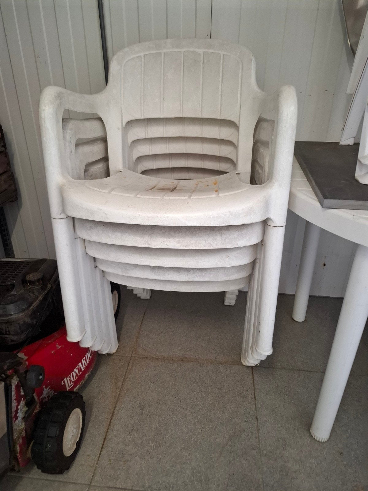 5 tuinstoelen, Jardin & Terrasse, Chaises de jardin, Enlèvement, Utilisé, Synthétique, Empilable