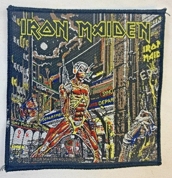 Iron Maiden patch Somewhere In Time geweven vintage 1980s, Verzenden, Zo goed als nieuw, Rock, Album