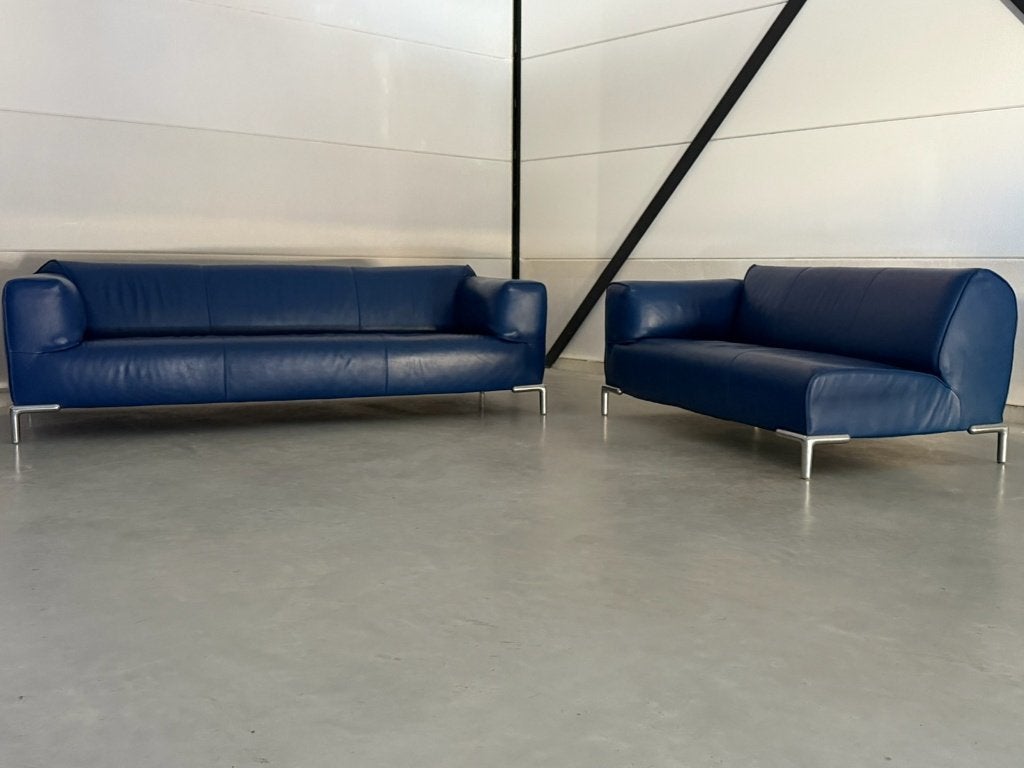 Canapé et chaise longue Bert Plantagie – cuir bleu