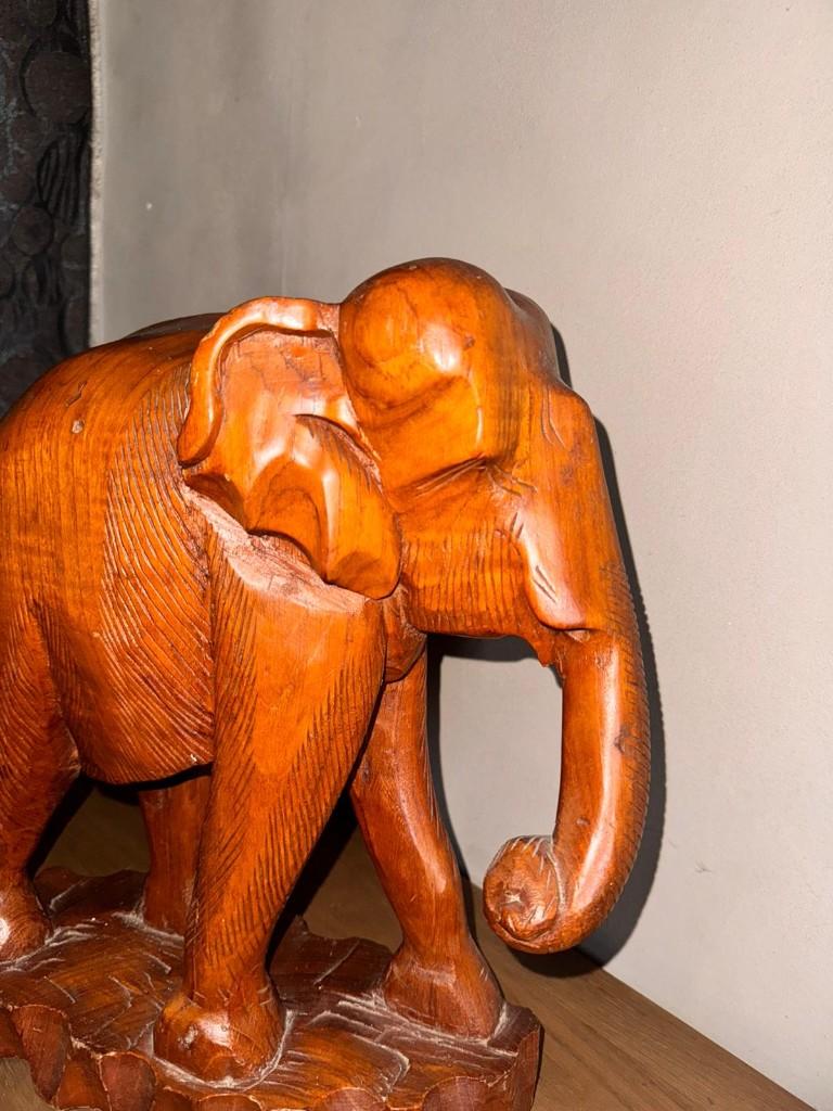 Houten Olifant, Houtsnijwerk, Ophalen of Verzenden, 20 - 50 cm, Hout