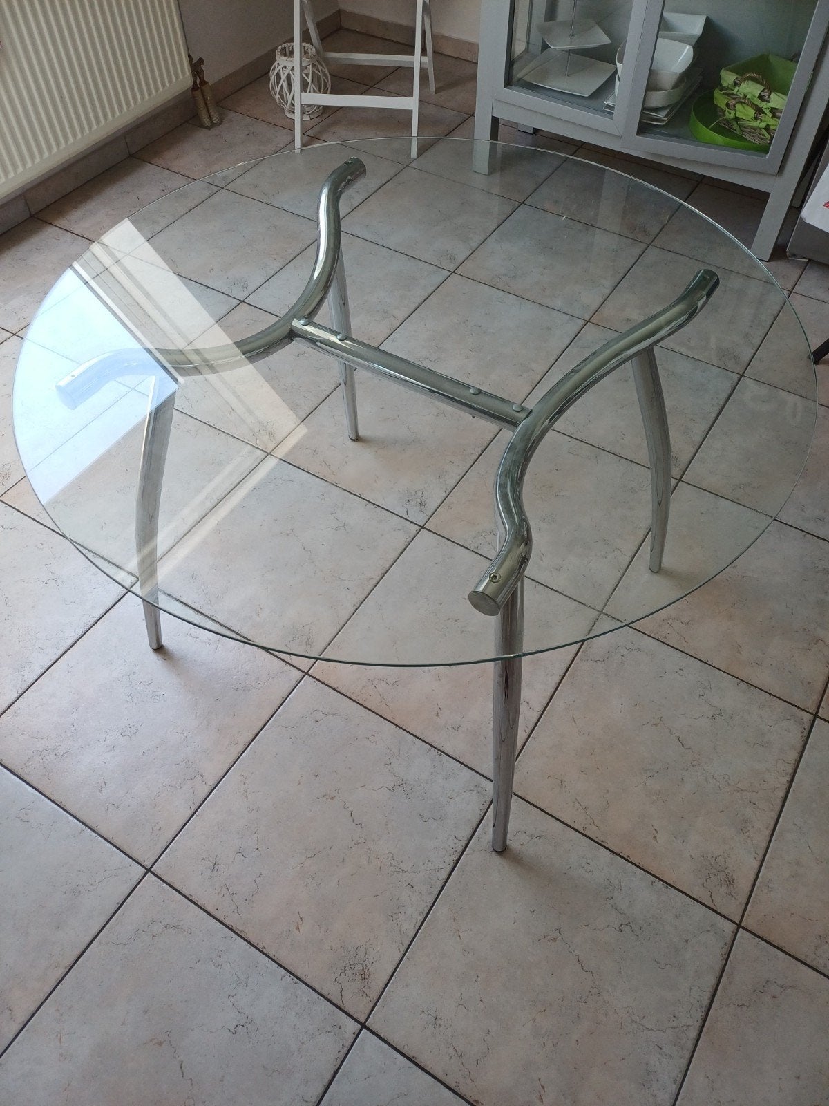 Tafel in glas,rond,diameter 110, Huis en Inrichting, Ophalen, Rond, Glas