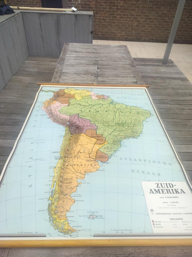Oude kaart zuid Amerika, Boeken, Atlassen en Landkaarten, Ophalen