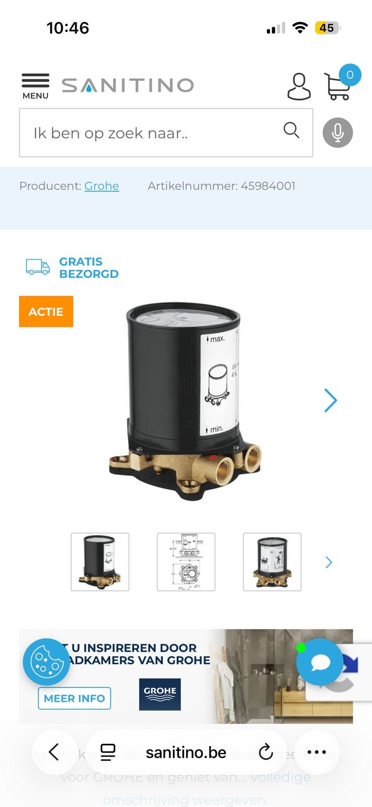 Grohe bodemplaat voor vrijstaande badkraan, Ophalen, Zo goed als nieuw