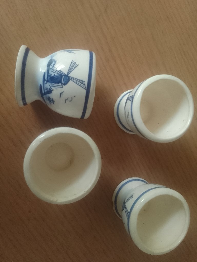 4 Beaux coquetiers décor DELFT  moulin, Antiquités & Art, Envoi