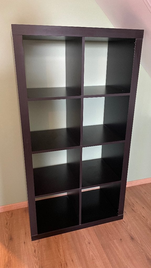 IKEA KALLAX boekenkast zwartbruin met spiegel, 25 à 50 cm, Avec tablette(s), Comme neuf, Enlèvement