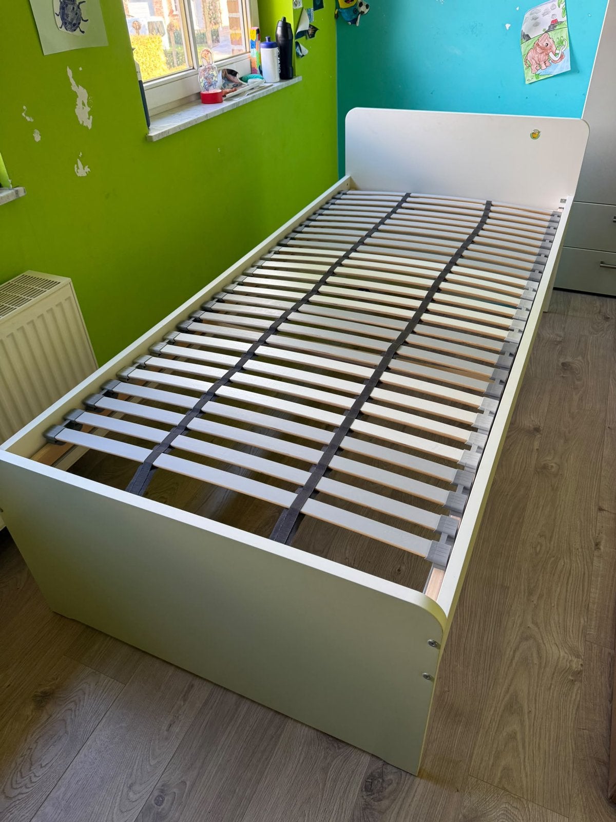 Eenpersoons bed met matras en lattenbodem, Ophalen, Gebruikt, 90 cm, Eenpersoons