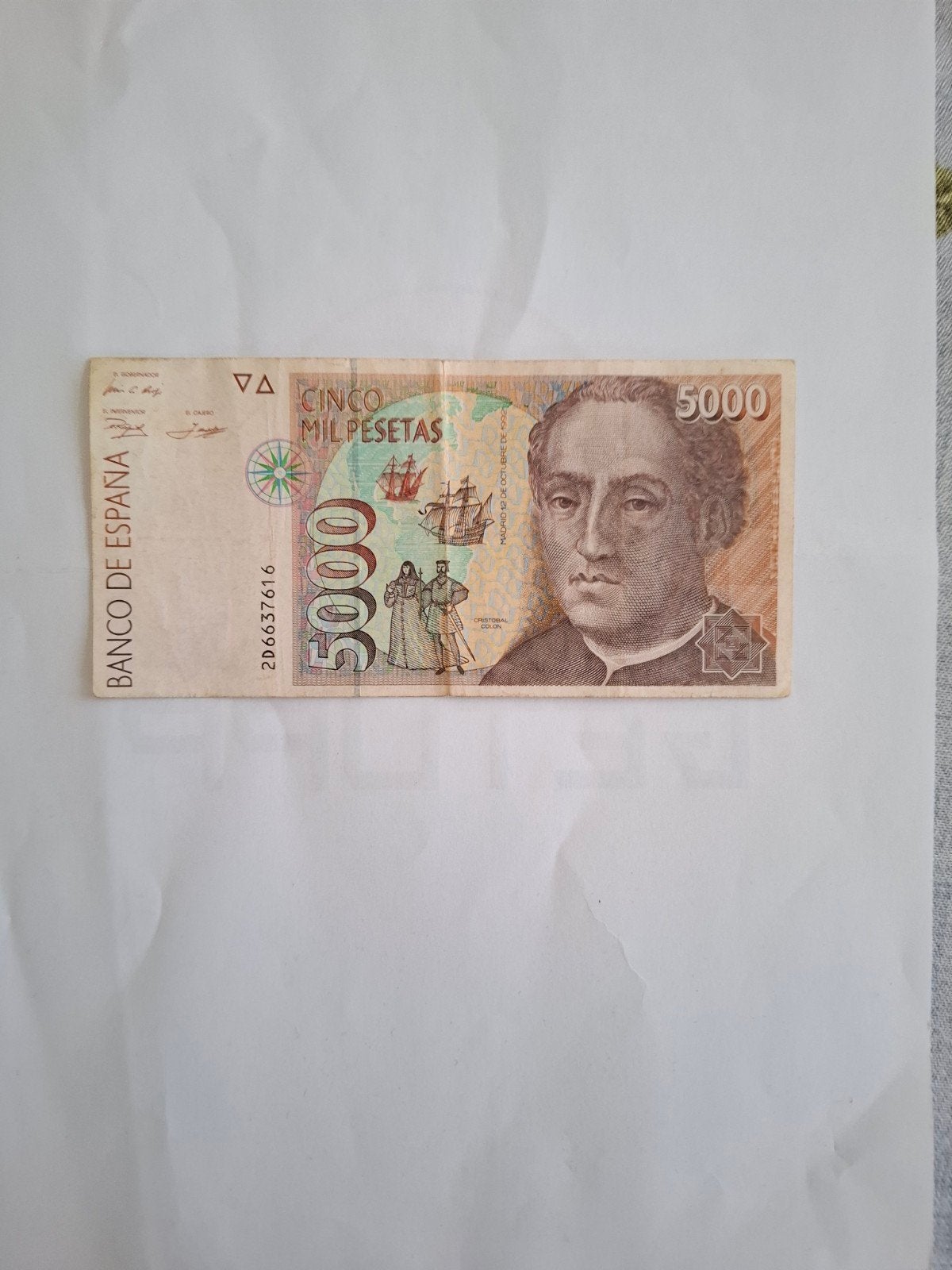 Spanje 5000 Pst 1992, Ophalen of Verzenden, Overige landen, Los biljet